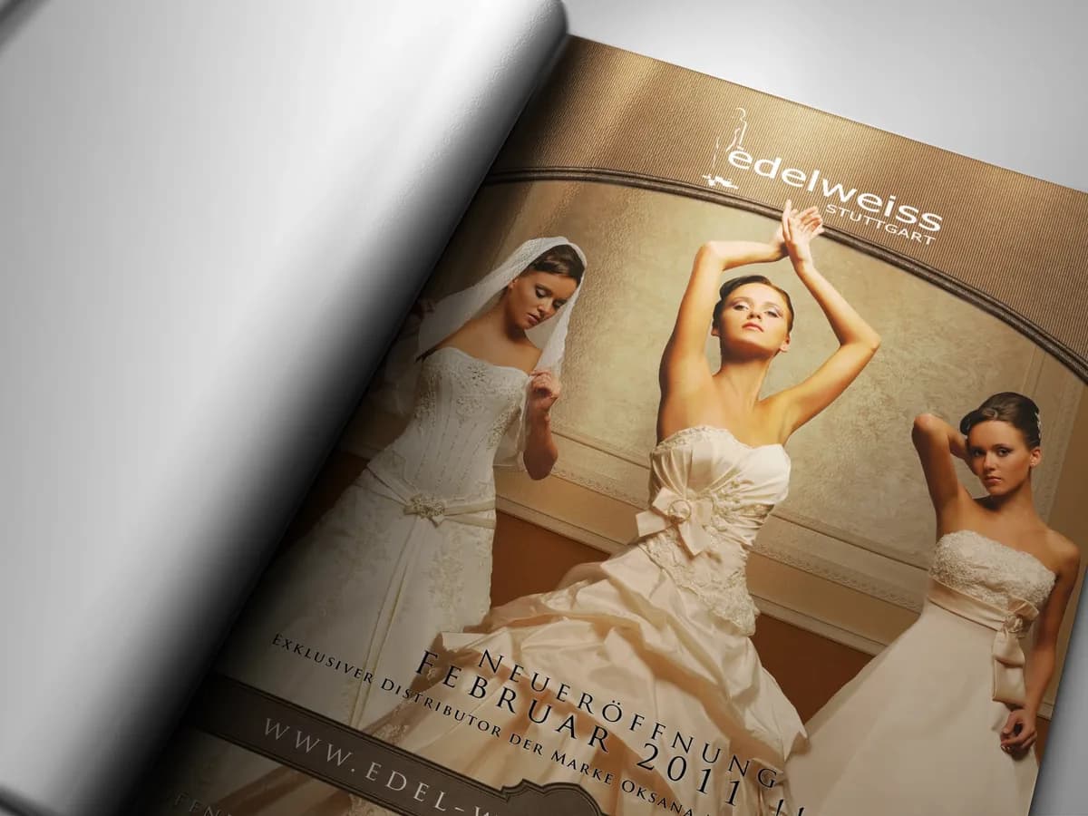 Magazinanzeige für einen Hochzeitsausstatter, Composing aus mehreren Fotos