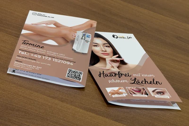 Flyer und Preisliste für ein Kosmetikstudio