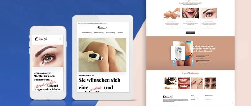 Kosmetikstudio: Website auf Smartphone, Tablet und Desktop
